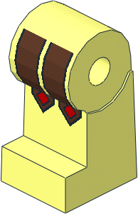 ~Minifig Leg Right with Leather Straps and Red Diamonds Pattern (Obsolete)