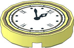 Tile  2 x  2 Round with Round Underside Stud with Clock and Roman Numerals Pattern