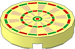 Tile  2 x  2 Round with Round Underside Stud with Dart Board Pattern