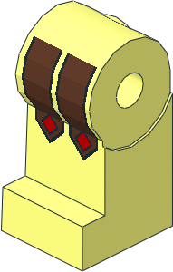 ~Minifig Leg Right with Leather Straps (Red Studs) Pattern (Obsolete)