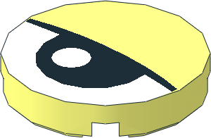 Tile  2 x  2 Round with Round Underside Stud with Eye and Eyelid Pattern