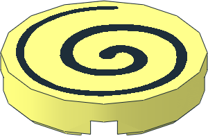 Tile  2 x  2 Round with Black Spiral Pattern