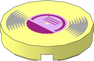 Tile  2 x  2 Round with Vinyl Record and Magenta Label Pattern