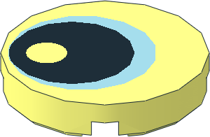 Tile  2 x  2 Round with Eye with Metallic Light Blue Iris and Black Pupil Pattern