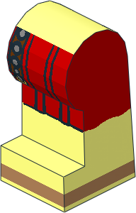 ~Minifig Leg Left with Red Roman Tunic and Belt Pattern (Obsolete)