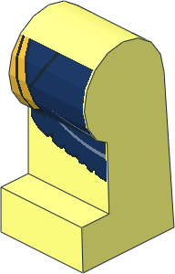 ~Minifig Leg Left with DarkBlue and Gold Loincloth Pattern (Obsolete)