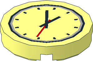 Tile  2 x  2 Round with Round Underside Stud with Clock Pattern with Red Second Hand Pattern