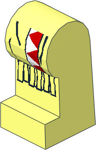 ~Minifig Leg Left with Red/White Triangles Pattern (Obsolete)