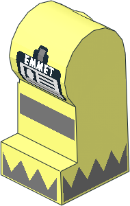~Minifig Leg Left with 'EMMET' Badge, Reflective Stripe and Silver Triangles on Feet Pattern (Obsolete)