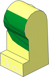 ~Minifig Leg Left with Green Kilt and Toes Pattern (Obsolete)