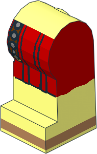 ~Minifig Leg Left with Red Roman Tunic and Belt Pattern (Obsolete)