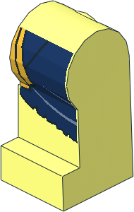 ~Minifig Leg Left with DarkBlue and Gold Loincloth Pattern (Obsolete)