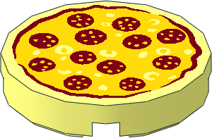 Tile  2 x  2 Round with Round Underside Stud with Pizza Pepperoni Pattern