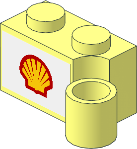 Hinge Brick  1 x  4 Base with 2 Stickers with Shell Logo