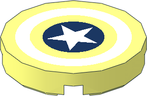 Tile  2 x  2 Round with Captain America Shield Pattern
