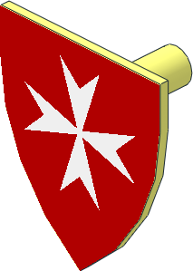 Minifig Shield Triangular with White Maltese Cross on Red Sticker