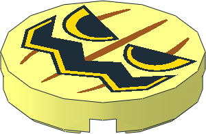 Tile  2 x  2 Round with Round Underside Stud with Pumpkin Jack O'Lantern Pattern