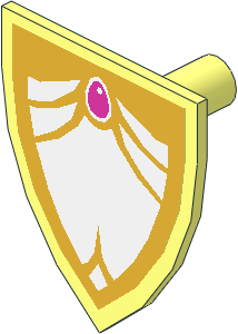 Minifig Shield Triangular with Dark Pink Jewel and Gold Border Sticker