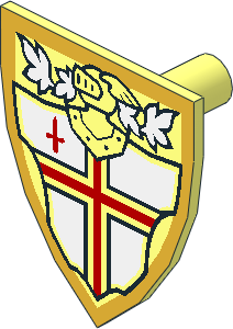 Minifig Shield Triangular with Red Cross and Helmet Pattern