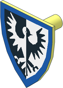 Minifig Shield Triangular with Black Falcon Blue Border Pattern