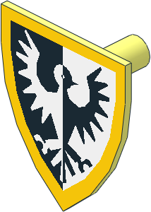 Minifig Shield Triangular with Black Falcon Yellow Border Pattern