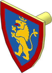 Minifig Shield Triangular with Yellow Lion on Blue Pattern