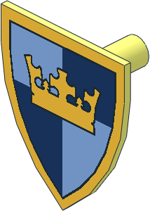 Minifig Shield Triangular w/ Crown on Dk/Med Blue Quart. Pattern