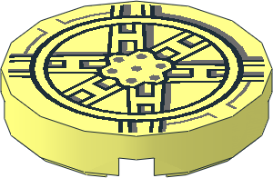 Tile  2 x  2 Round with Round Underside Stud with SW Six Spokes and Circle Pattern