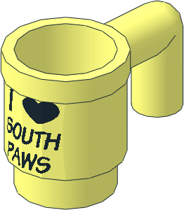 Minifig Cup with Black "I Heart SOUTH PAWS" Pattern