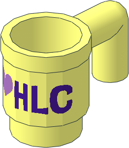 Minifig Cup with Medium Lilac and Medium Lavender "I Heart HLC" Pattern