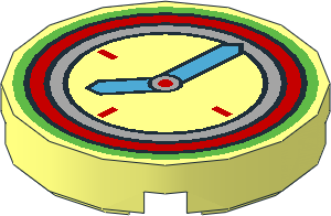 Tile  2 x  2 Round with Round Underside Stud with Coloured Clock Pattern