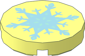 Tile  2 x  2 Round with Metallic Light Blue Snowflake Pattern