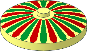 Dish  4 x  4 Inverted with Red and Green Petals Pattern