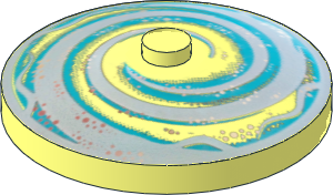 Dish  4 x  4 Inverted with White and Aqua Swirl Pattern