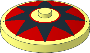 Dish  4 x  4 Inverted with Black Eight Pointed Star on Red Circle Pattern