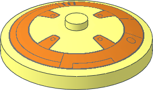 Dish  4 x  4 Inverted with Orange and Dark Bluish Grey BB-8 Droid Pattern