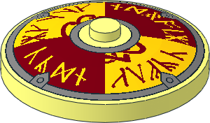 Dish  4 x  4 Inverted with Viking Dark Red and Yellow Rune Shield Pattern