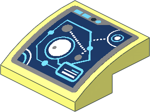 Slope Brick Curved  2 x  2 x  0.667 with Medium Azure and White Connected Circles and Lines Sticker