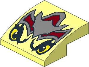 Slope Brick Curved  2 x  2 x  0.667 with Wolf Armour and Eyes Pattern