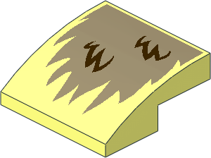 Slope Brick Curved  2 x  2 x  0.667 with Dark Tan Fur Pattern