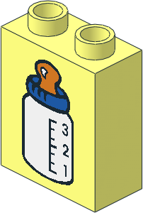 Duplo Brick  1 x  2 x  2 with Baby Bottle Blue Top Pattern