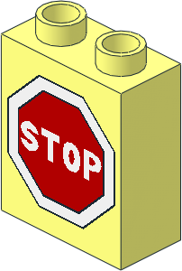 Duplo Brick  1 x  2 x  2 with Stop Sign Pattern