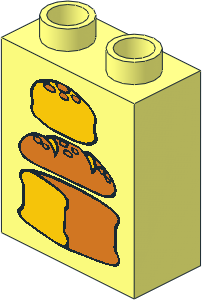 Duplo Brick  1 x  2 x  2 with Three Bread Loaves, Middle Loaf Dark Pattern