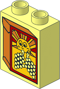 Duplo Brick  1 x  2 x  2 with Box with Sun and Grapes Pattern