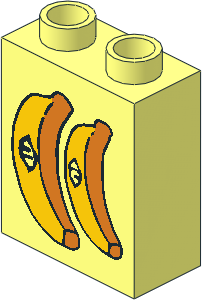 Duplo Brick  1 x  2 x  2 with Bananas with Stickers Pattern