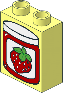 Duplo Brick  1 x  2 x  2 with Strawberry Jam Jar with Lid Pattern