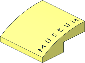 Slope Brick Curved  2 x  2 x  0.667 with "MUSEUM" Pattern