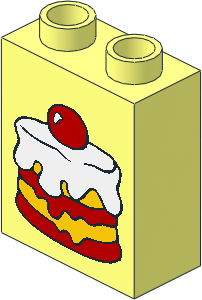 Duplo Brick  1 x  2 x  2 with Cake Topped with Cherry Pattern