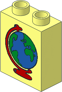 Duplo Brick  1 x  2 x  2 with Globe Pattern