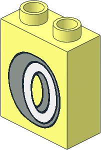 Duplo Brick  1 x  2 x  2 with Light Grey Whitewall Tyre Pattern